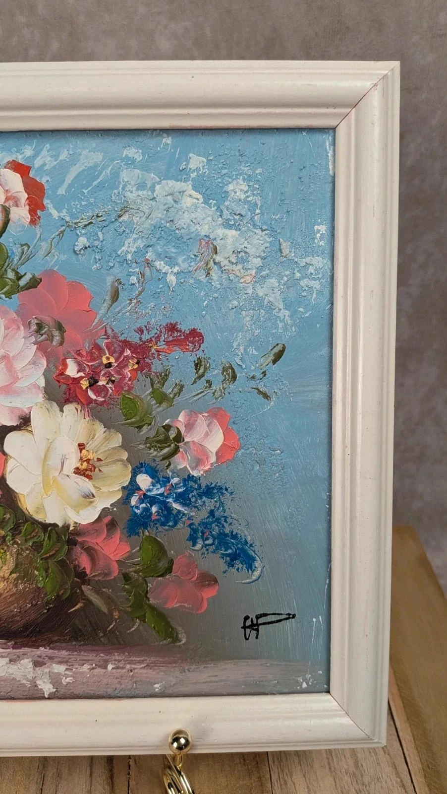 Peinture nature morte – Bouquet de fleurs – Tableau peint à la main – photo 4